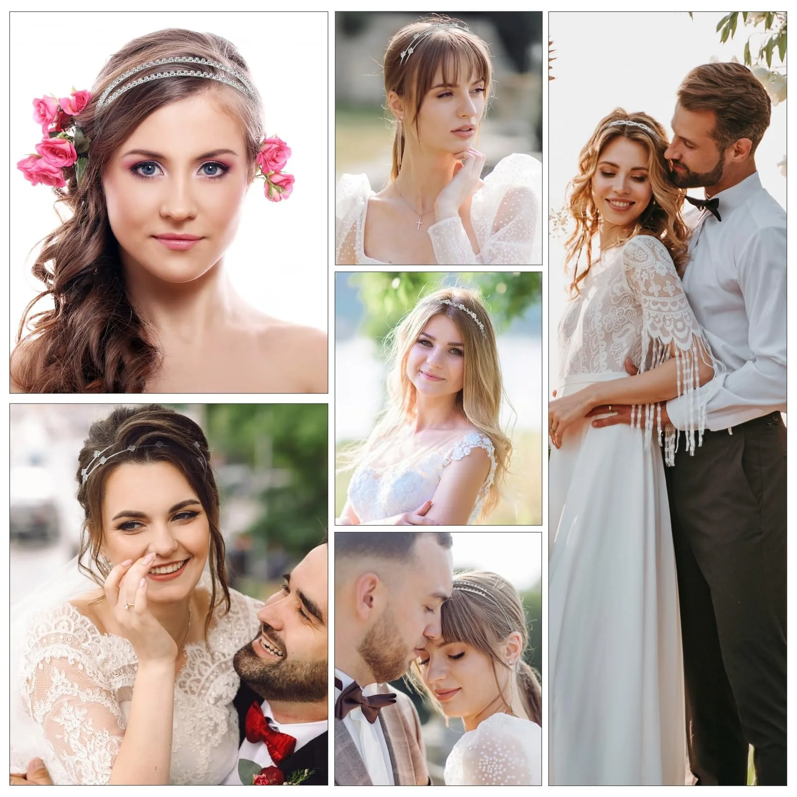 Набір обручів для волосся зі стразами сріблястого кольору (4 шт.), фото №6