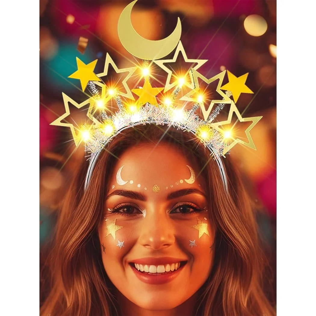 Обруч для волосся зі світлодіодною короною Zoestar Star Moon, фото №1