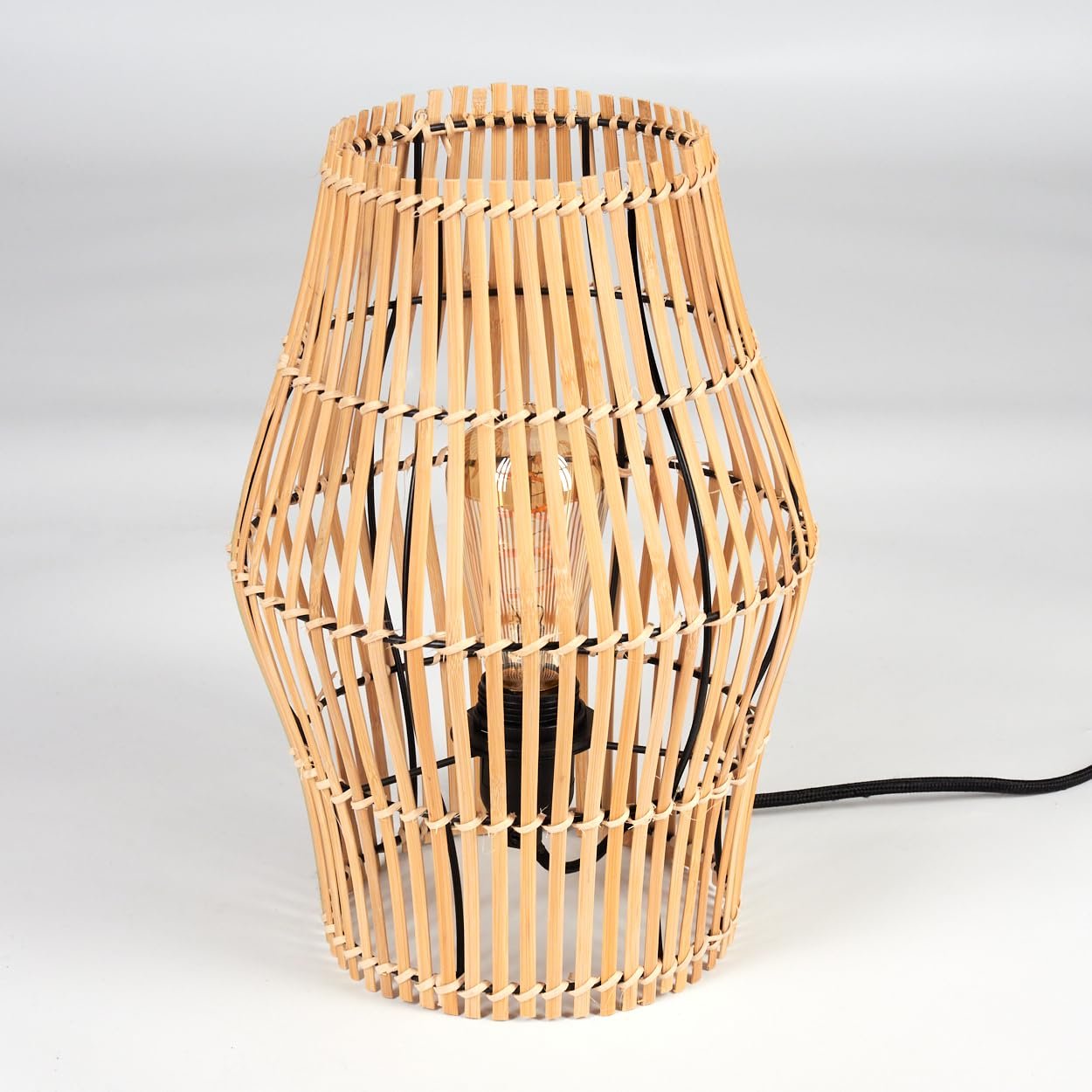 Настільна лампа HOFSTEIN Cardeira метал / бамбук 32 см E27 Чорний/Натуральний, фото №8