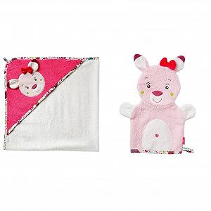 Полотенце для ванной Fehn Baby Sweetheart, детское пончо из хлопка и салфетка для лица с мордочкой олененка, рукавица для мытья с мотивом животных - Фото 1