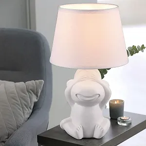 Настільна лампа etc-shop Monkey Ceramic E14 17 x 27 см Біла матова synthetic.ua - Фото 1