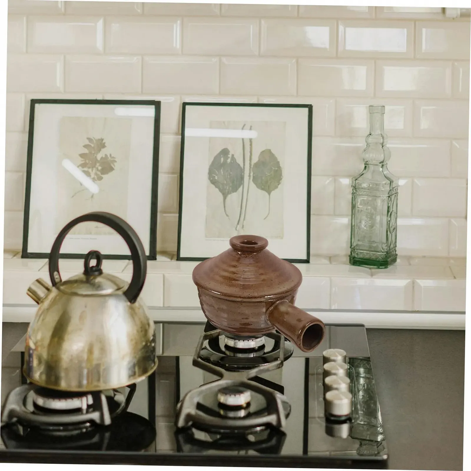 Ківш з кришкою термостійкий скляний з однією ручкою для мікрохвильової печі, фото №6