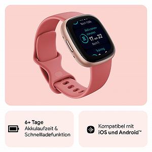 Смарт-годинник Google Fitbit Versa 4, фітнес-трекер з вбудованим GPS та функцією телефону, 6+ днів роботи від акумулятора, 40+ режимів тренувань, сумісні з Android/iOS synthetic.ua - Фото 1