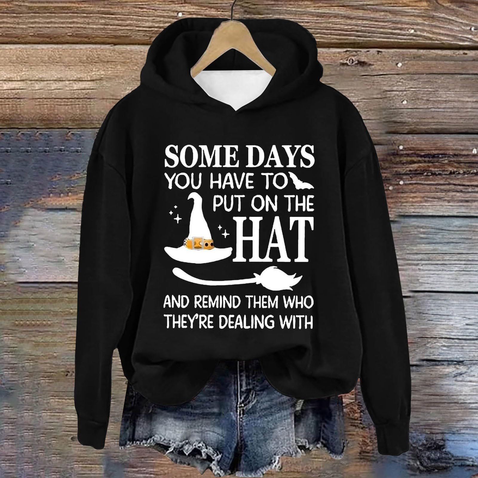 Худи PMUAFG Хэллоуин Женский Свитшот Мода Хэллоуин Принт Длинный Рукав Капюшон Толстовка Веселое Худи Однотонный Пуловер для Женщин Повседневный Худи Мода Свитшот Свободный Худи, фото №3