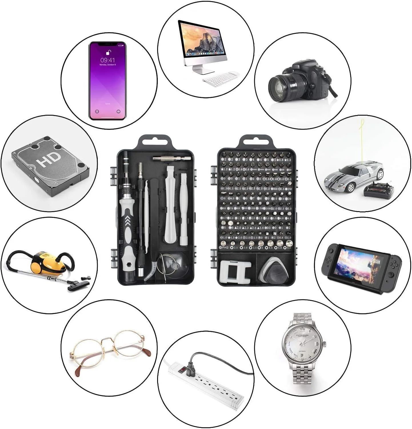 Набір викруток Mini Precision Mechanics 115 в 1 ремонтний набір з інструментами S2 Steel для телефону, ПК тощо, фото №6