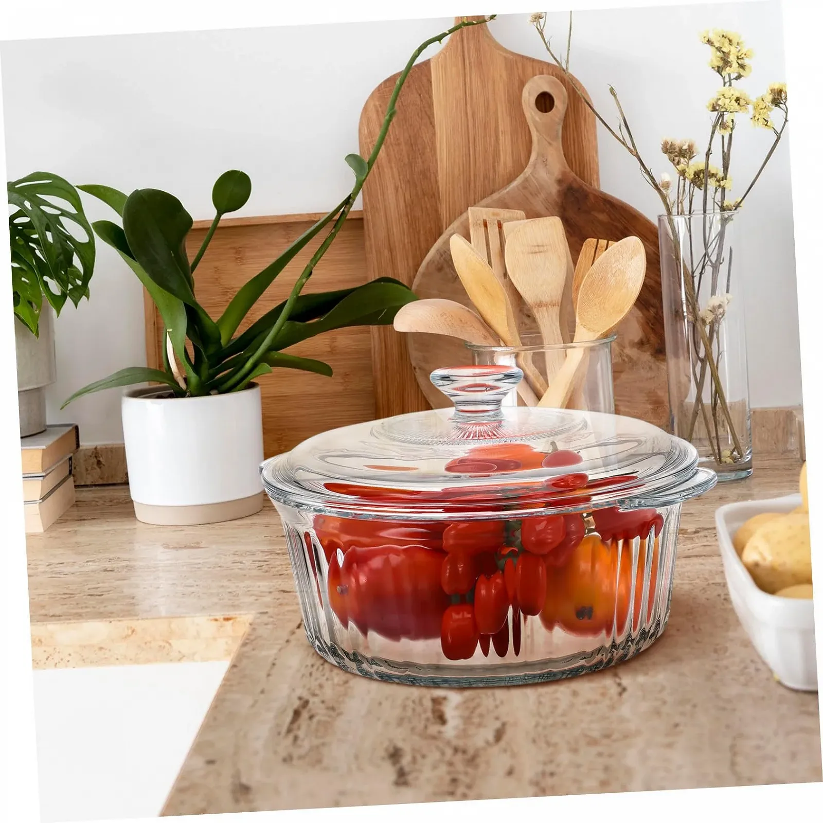 Форма для запікання VICASKY Кругла зі скляною кришкою Термостійка Рівномірний розподіл тепла, фото №7 Форма для запікання VICASKY Кругла зі скляною кришкою Термостійка Рівномірний розподіл тепла, фото №7