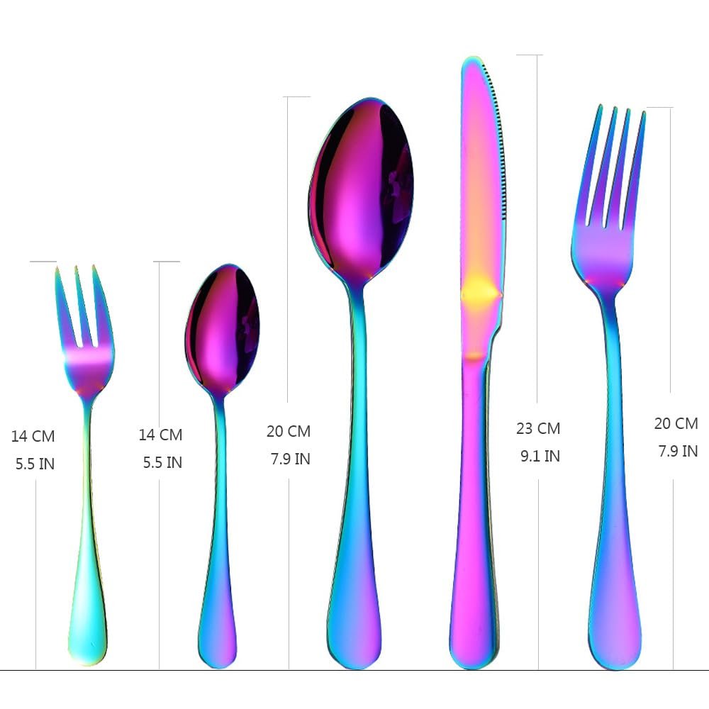 Разноцветные столовые приборы Sulypo rainbow, 20 штук, можно мыть в посудомоечной машине без пятен, на 4 персоны, фото №4 Разноцветные столовые приборы Sulypo rainbow, 20 штук, можно мыть в посудомоечной машине без пятен, на 4 персоны, фото №4