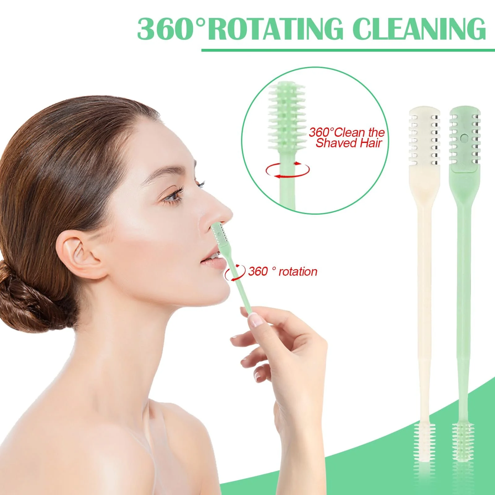 Тример для носових волосків 2-в-1 Портативний Ручний 360° Обертовий Подвійний, фото №4