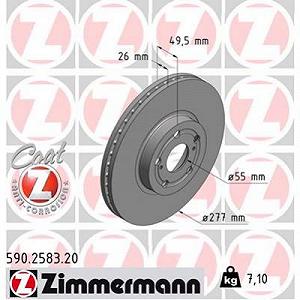 Тормозной диск ZIMMERMANN 590.2583.20 Тормозной диск ZIMMERMANN 590.2583.20