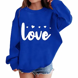 Джемпер Детский свитшот Милые девочки Круглый вырез Длинный рукав Хлопок Круглая шея Свободный Длинный рукав Теплая одежда Зимняя мода - Фото 1