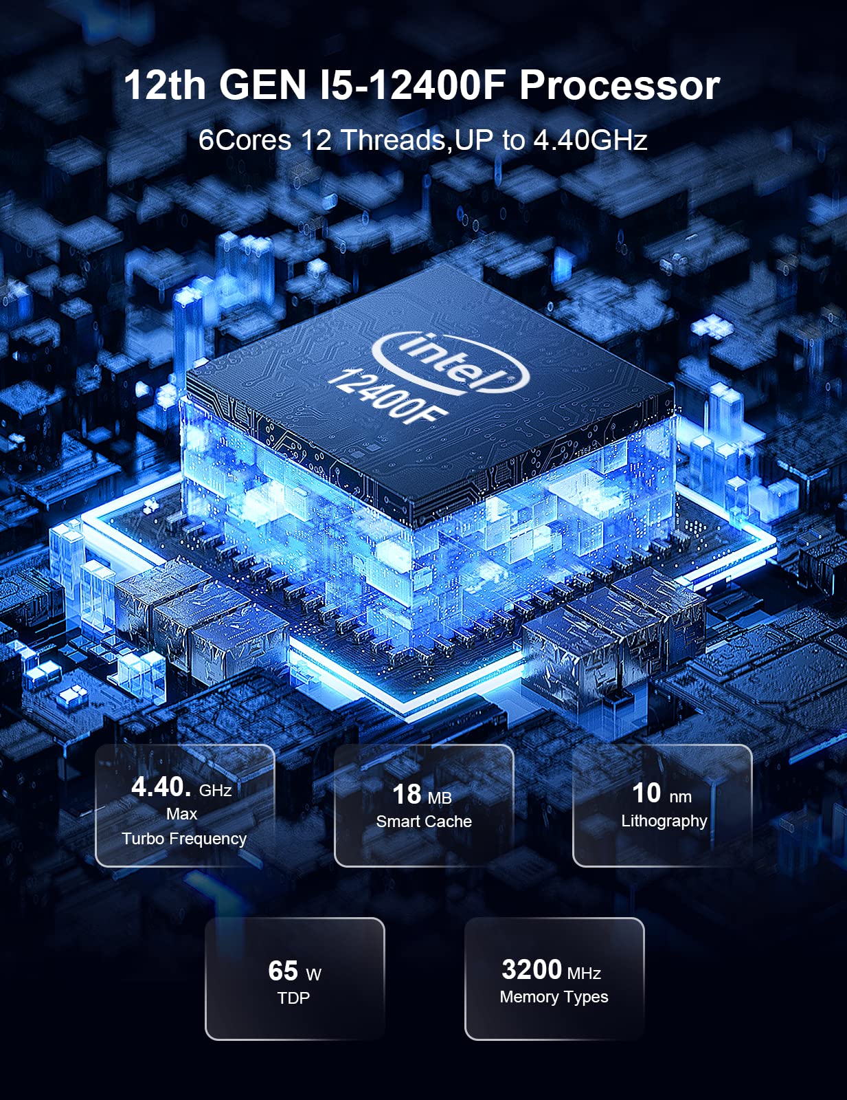 Mini ПК HYSTOU i5 12400F 32ГБ DDR4 512ГБ M.2 NNMe SSD GTX1650 DP 8K HDMI 4k DVI Windows 11 Pro, фото №3