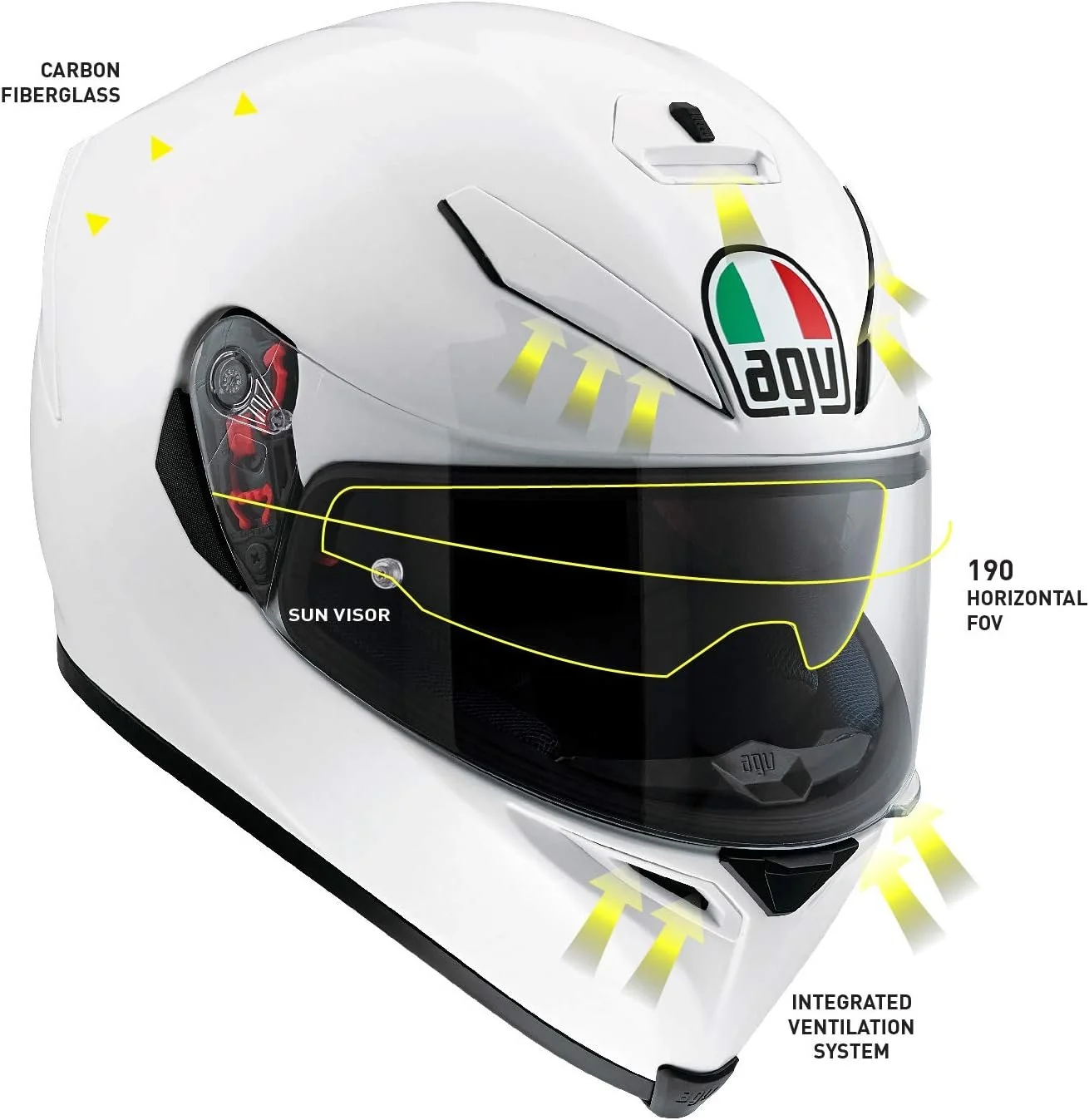 Мотошолом AGV K5 S XL (61-62) White, фото №2 Мотошолом AGV K5 S XL (61-62) White, фото №2