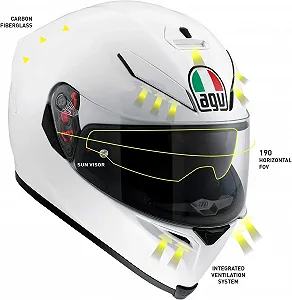 Мотошолом AGV K5 S XL (61-62) White ціна на synthetic.ua - Фото 1 Мотошолом AGV K5 S XL (61-62) White synthetic.ua - Фото 1