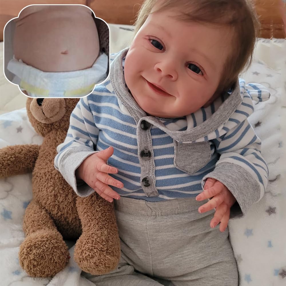 Кукла RXDOLL Reborn Baby Boy 45 см Реалистичная Кукла Полностью Силиконовая с Волосами Как Реальная Живая Кукла Новорожденные с Аксессуарами, фото №1
