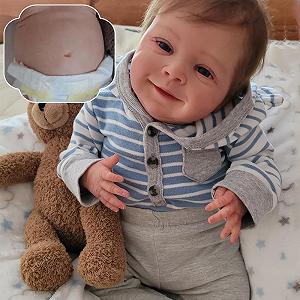 Кукла RXDOLL Reborn Baby Boy 45 см Реалистичная Кукла Полностью Силиконовая с Волосами Как Реальная Живая Кукла Новорожденные с Аксессуарами - Фото 1