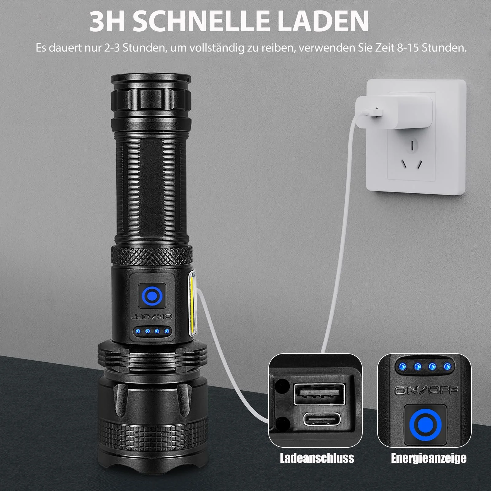 Светодиодный фонарик аккумуляторный ZEUSFIRE 100 000 люмен, фото №4 Светодиодный фонарик аккумуляторный ZEUSFIRE 100 000 люмен, фото №4