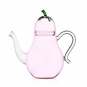 Чайник-заварник Ichendorf Milano Vegetables Collection Баклажан, висота 22 см, боросилікатне скло, ручна робота - Фото 1