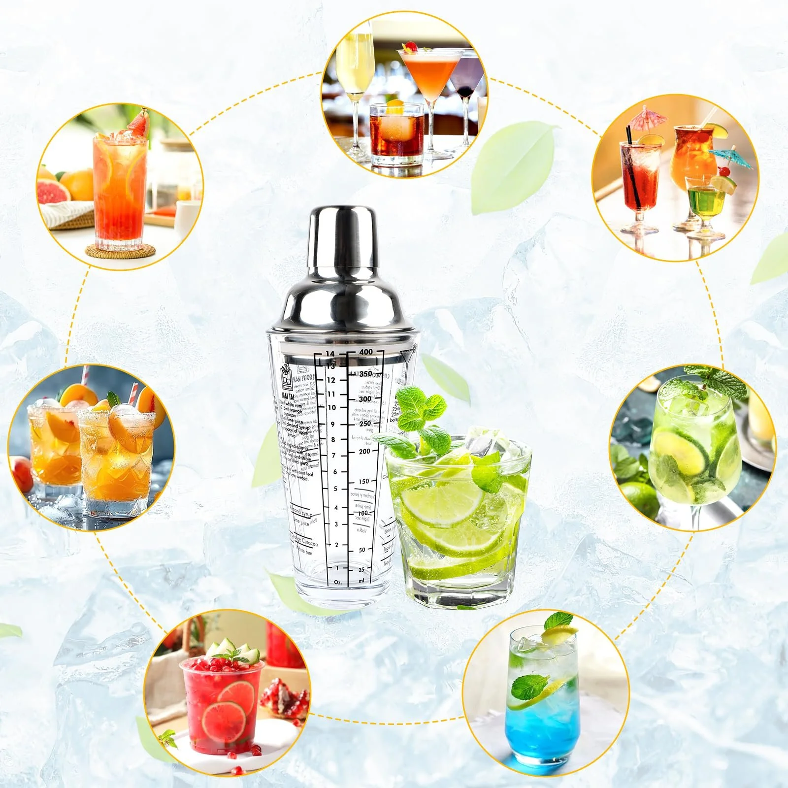 Набор для коктейлей Шейкер для коктейлей 400 мл Мерный стакан 15/30 мл, фото №3 Набор для коктейлей Шейкер для коктейлей 400 мл Мерный стакан 15/30 мл, фото №3