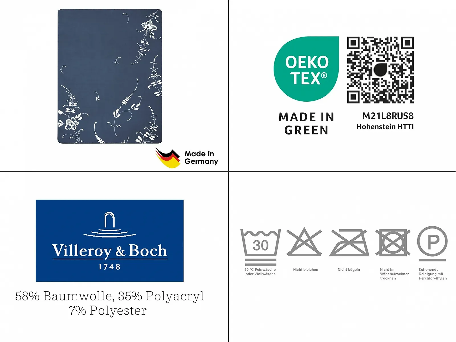 Одеяло Villeroy & Boch Vieux Luxembourg Синий 150 x 200 см, фото №5