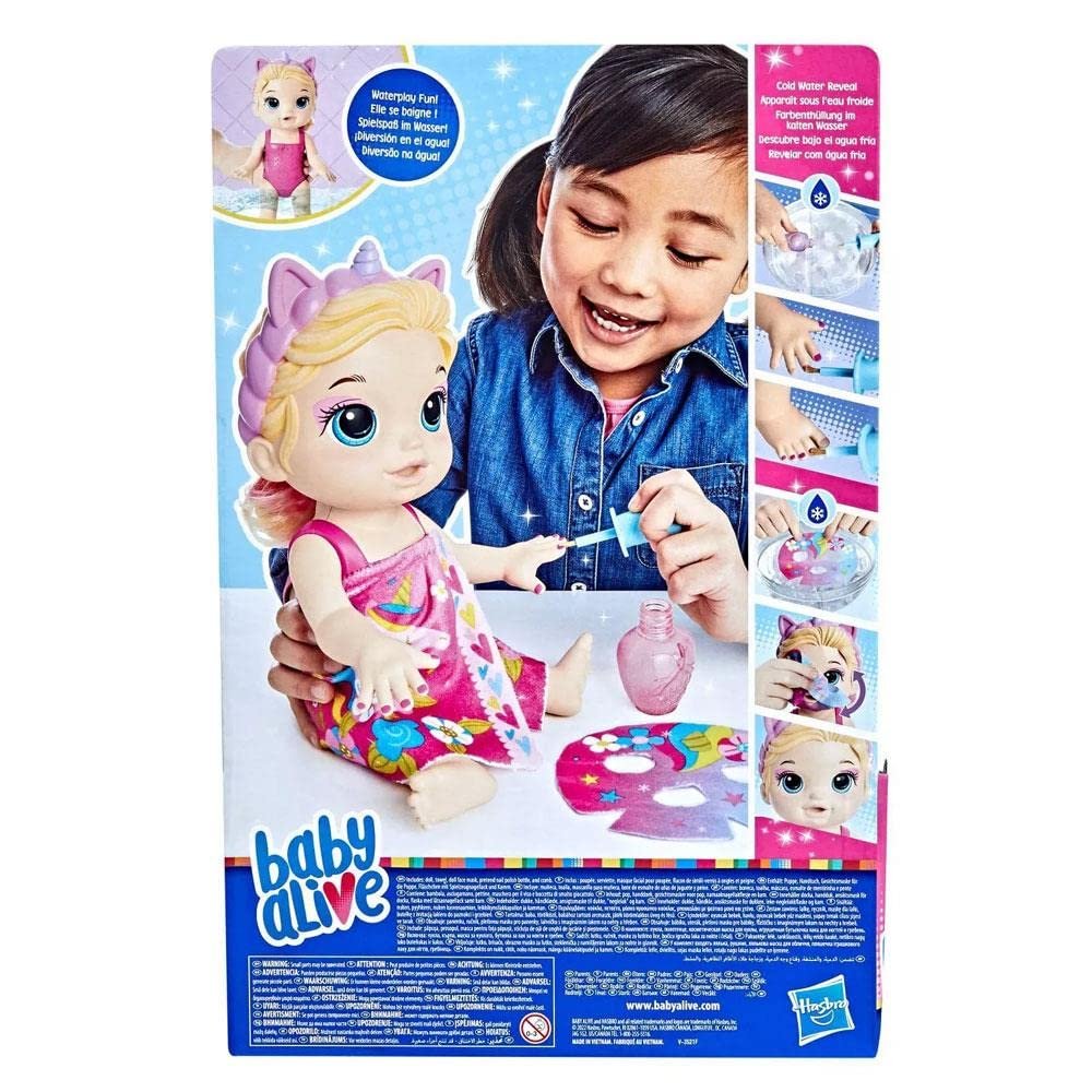 Кукла Baby Alive Baby 32.5 см Bathing Unicorn Makeup and Magic Nails Блондинка Multicolor, фото №7