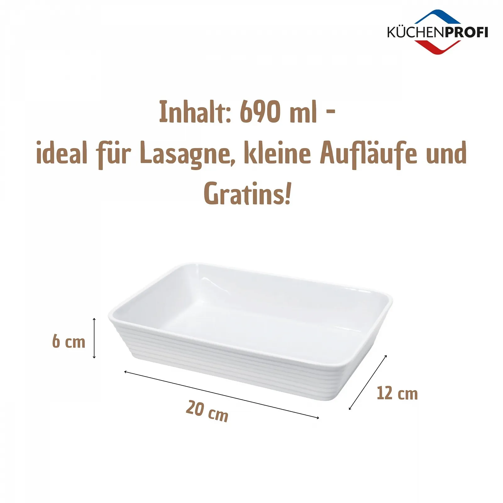 Кастрюля для запекания Küchenprofi Burgund 20 x 12 x 6 см Белый, фото №3