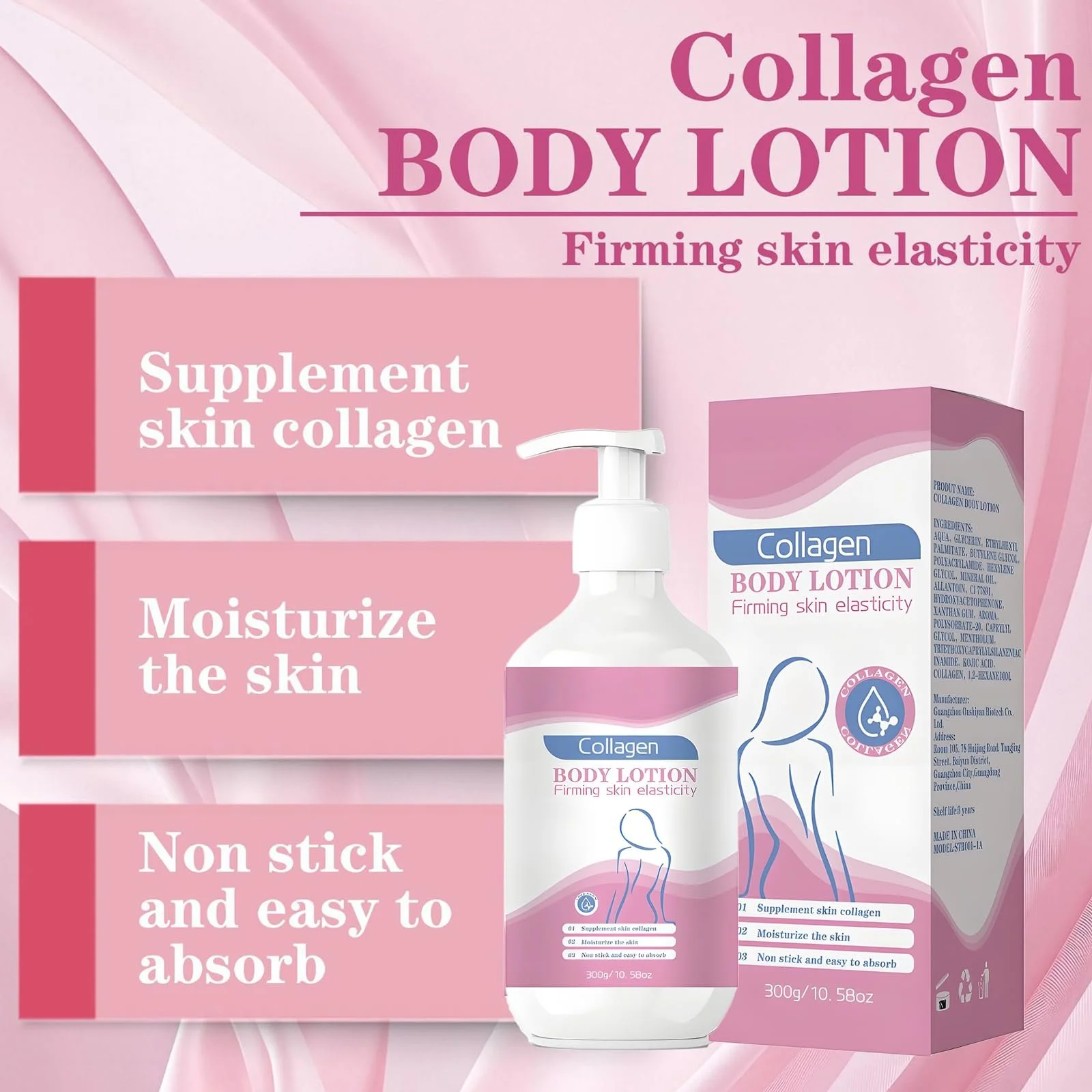 Лосьйон для тіла Collagen K6rperlotion, Інтенсивне відновлення для сухої шкіри, Забезпечує тривале зволоження, фото №3