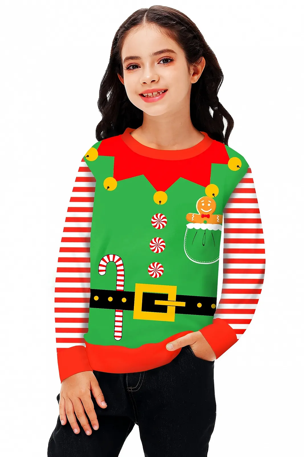 Унісекс Різдвяний світшот Arankhiger для дітей, з довгими рукавами, різдвяним принтом, фото №5
