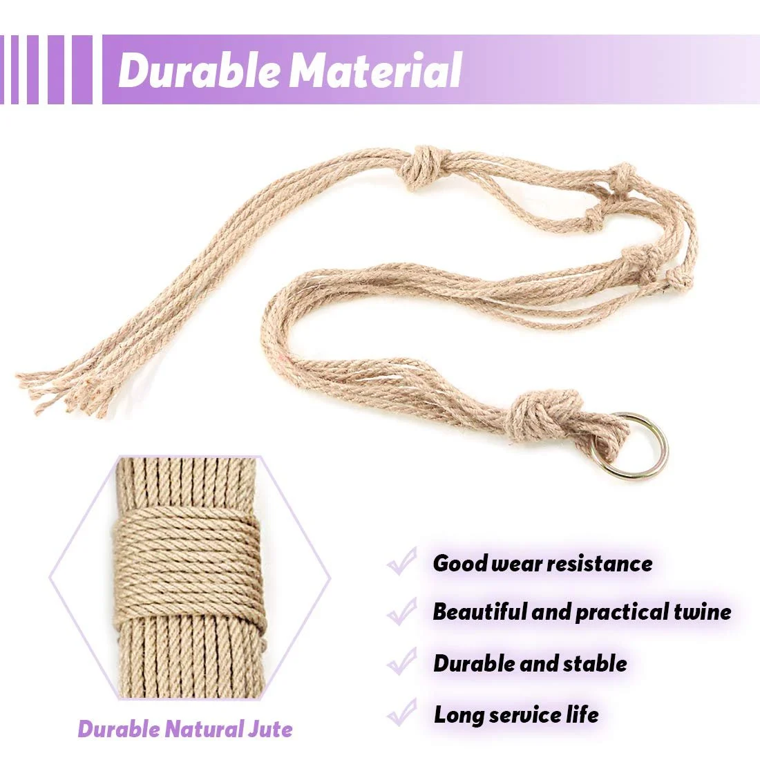 Подвесное кашпо макраме Swpeet 6 шт. Натуральный, фото №3