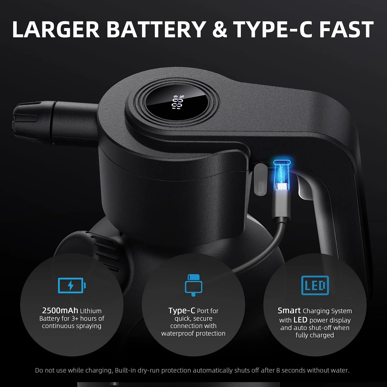 Електричний садовий обприскувач Spider Farmer 2 L акумуляторний USB-C, фото №6 Електричний садовий обприскувач Spider Farmer 2 L акумуляторний USB-C, фото №6