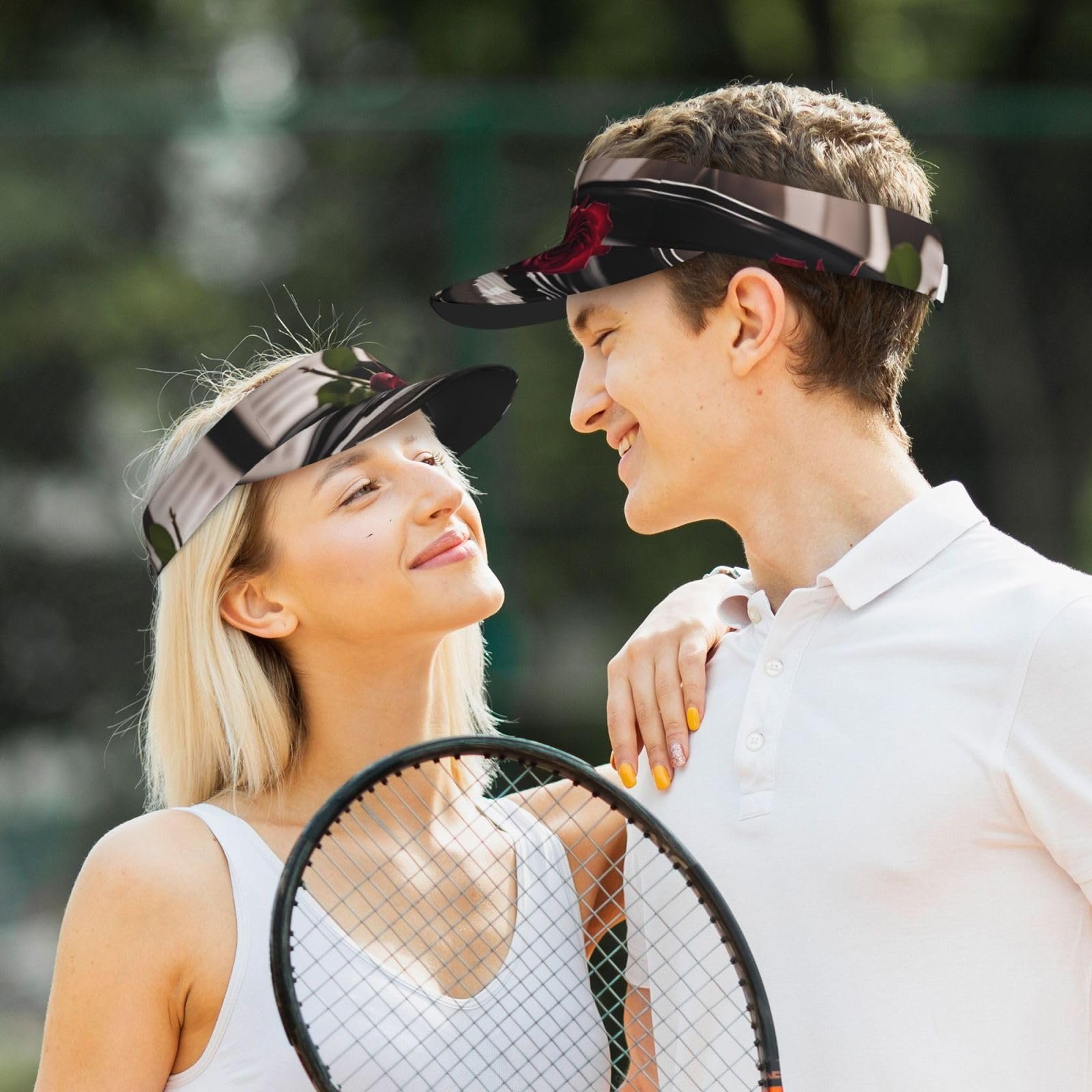 Бейсболка солнцезащитная с принтом красной розы на клавишах пианино унисекс для тенниса и активного отдыха, фото №7