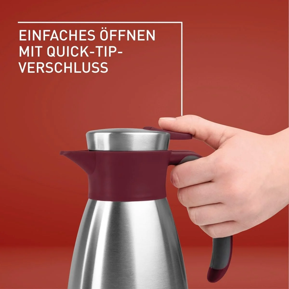 Термос-кавник Emsa Soft Grip 1.5 літра, нержавіюча сталь, червоний, фото №4