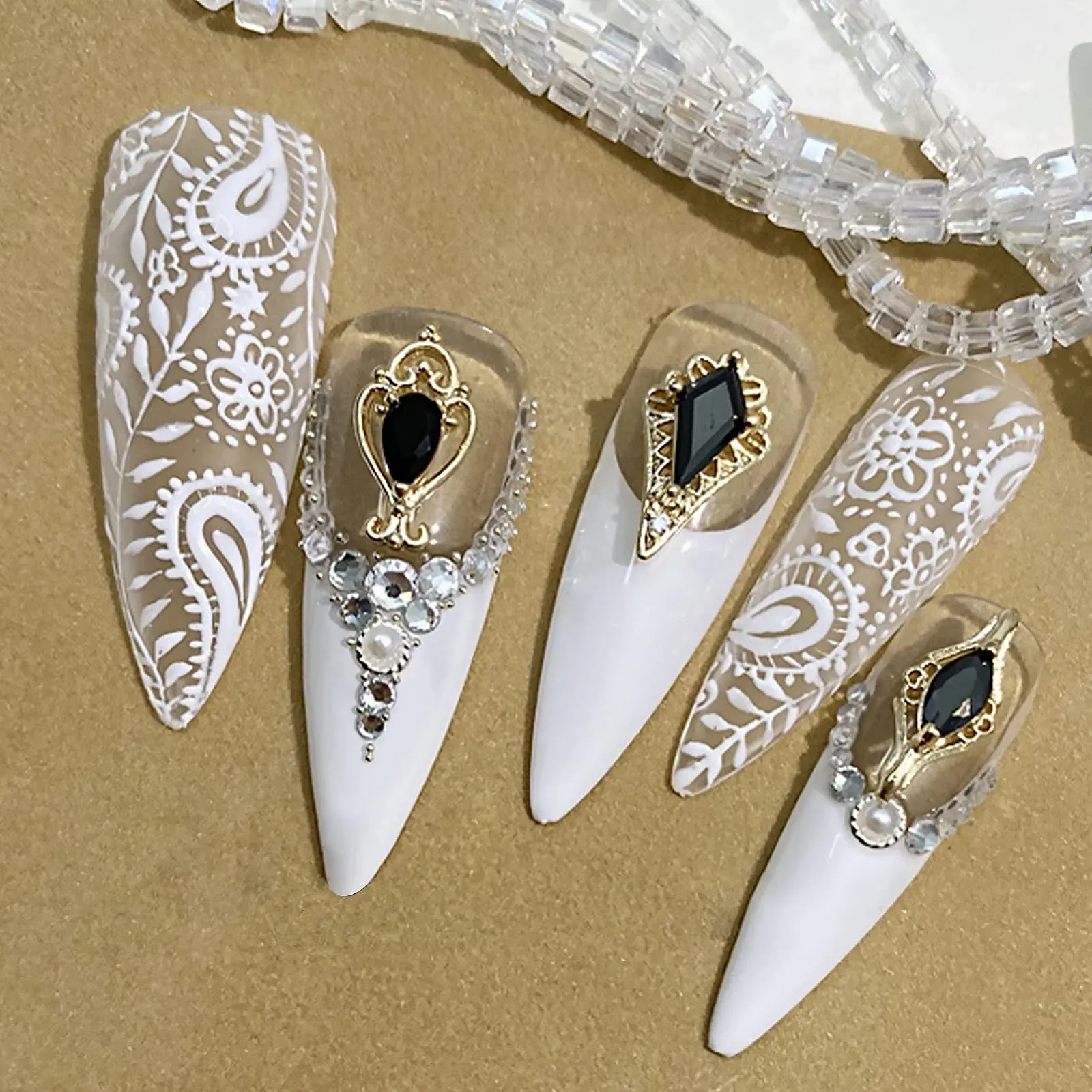 Украшения для ногтей NICENEEDED, 18 шт., 3D серебристо-черные роскошные циркониевые сплавы со сверкающими стразами, металлические ювелирные изделия с бриллиантами, фото №6