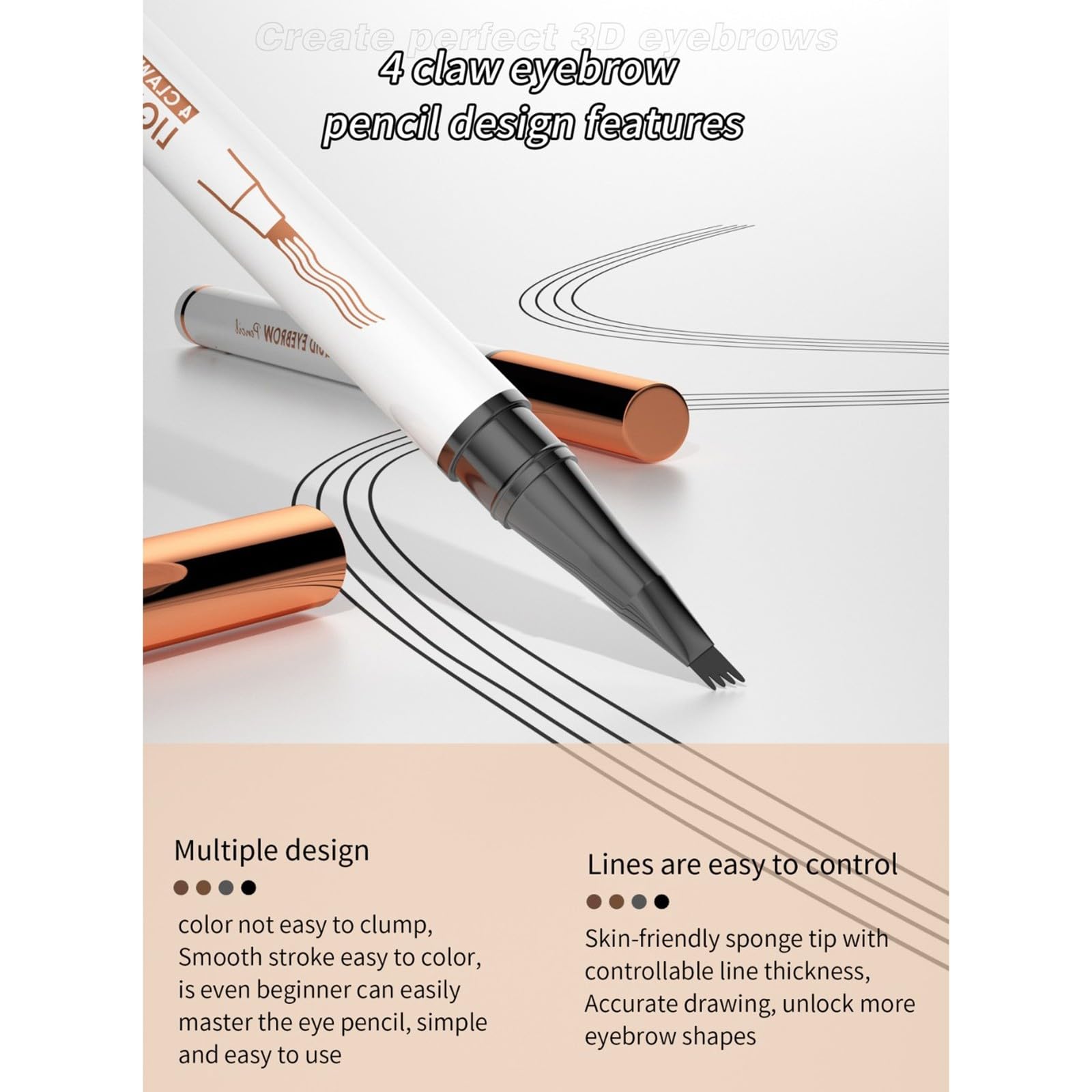 Олівець для брів Microblading з 4-ма зубцями аплікатор Dark Brown, фото №6