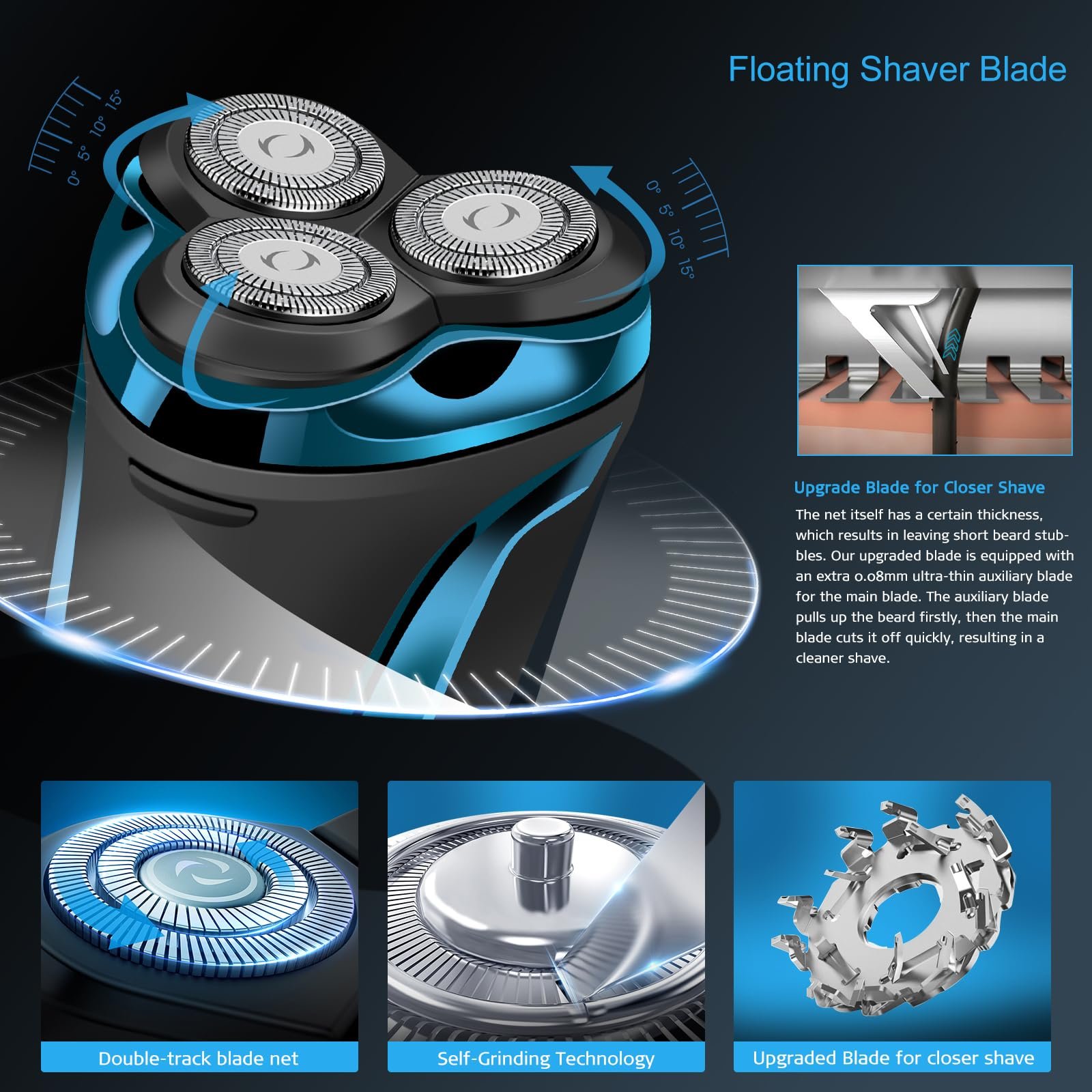 Электробритва Snapbuy 4D Floating Head 3 Replacement Heads Wet and Dry Pop-up Trimmer 99 Minutes Runtime LED Display Travel Case, фото №3 Электробритва Snapbuy 4D Floating Head 3 Replacement Heads Wet and Dry Pop-up Trimmer 99 Minutes Runtime LED Display Travel Case, фото №3