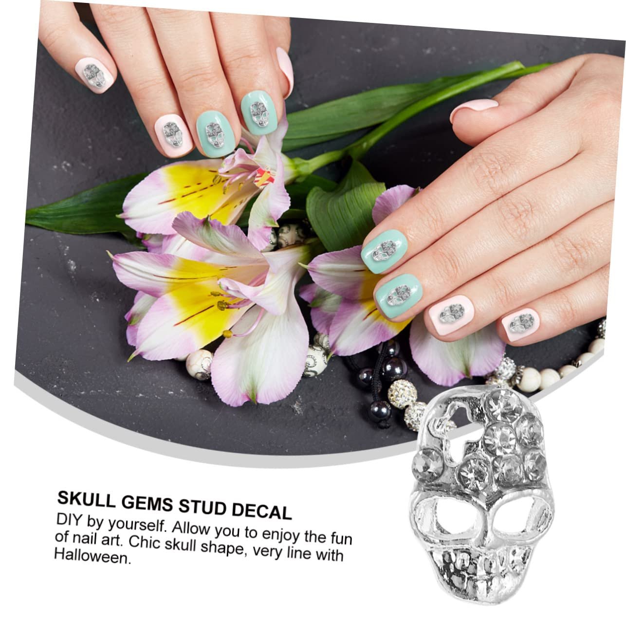Стрази для нігтів FRCOLOR у вигляді черепа 3D прикраси для манікюру, фото №6