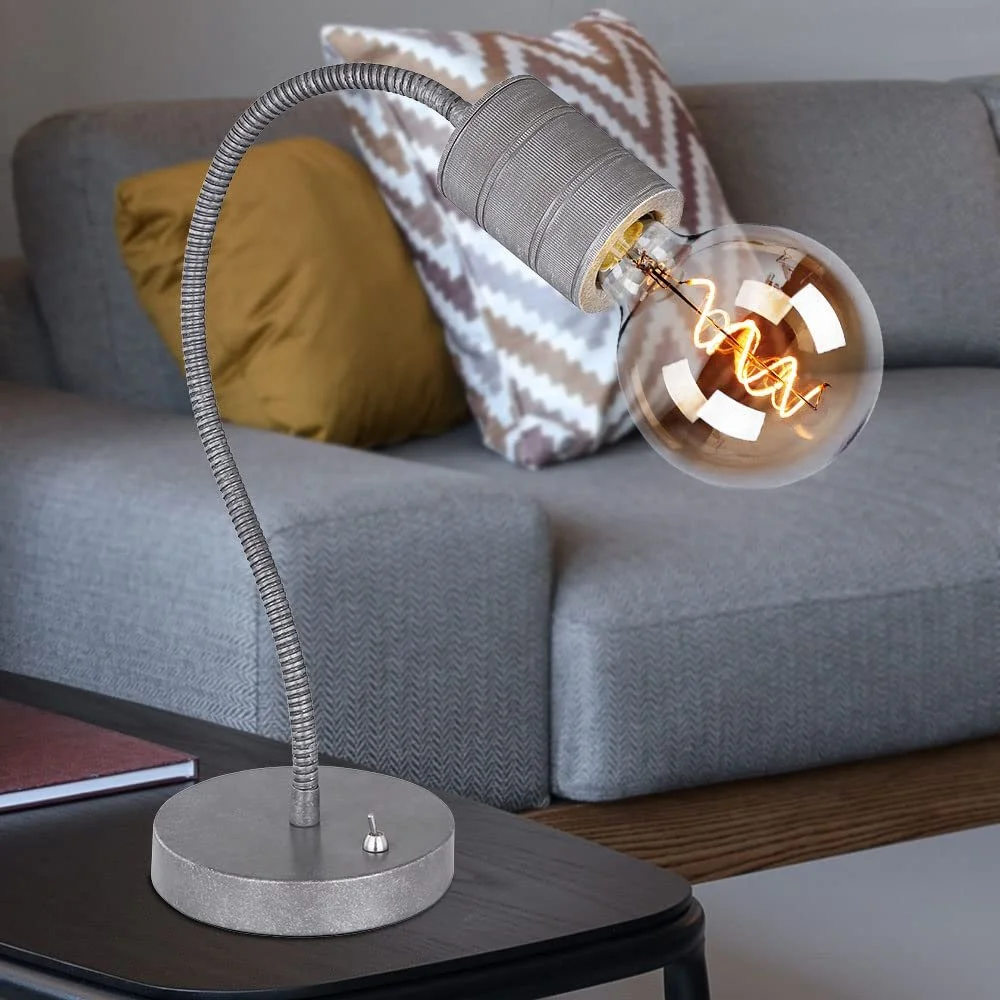 Настільна лампа etc-shop Метал Алюміній Поворотна E27 59 см Сріблястий, фото №7