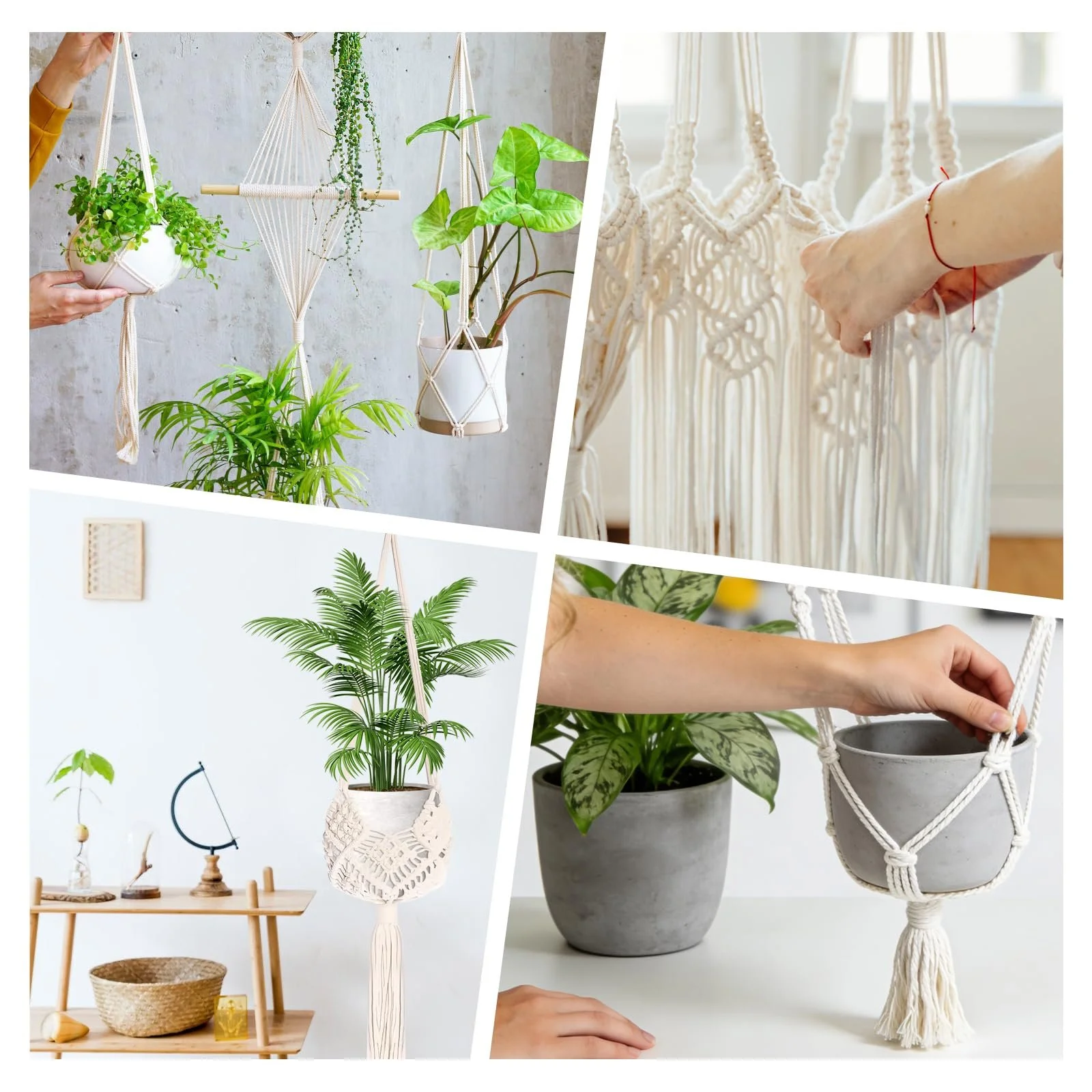 Подвесные кашпо AKONE макраме набор из 4 шт. декор бохо 85-140 см, фото №7