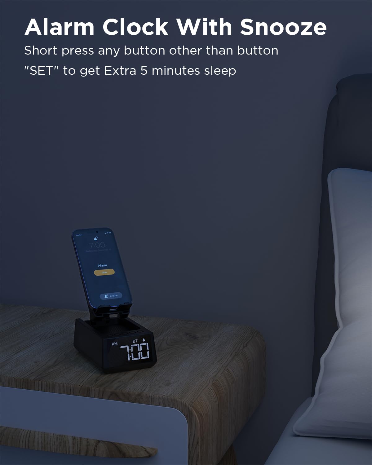 Колонка anciure Bluetooth з підставкою для мобільного телефону, музична скринька, портативна, фото №5