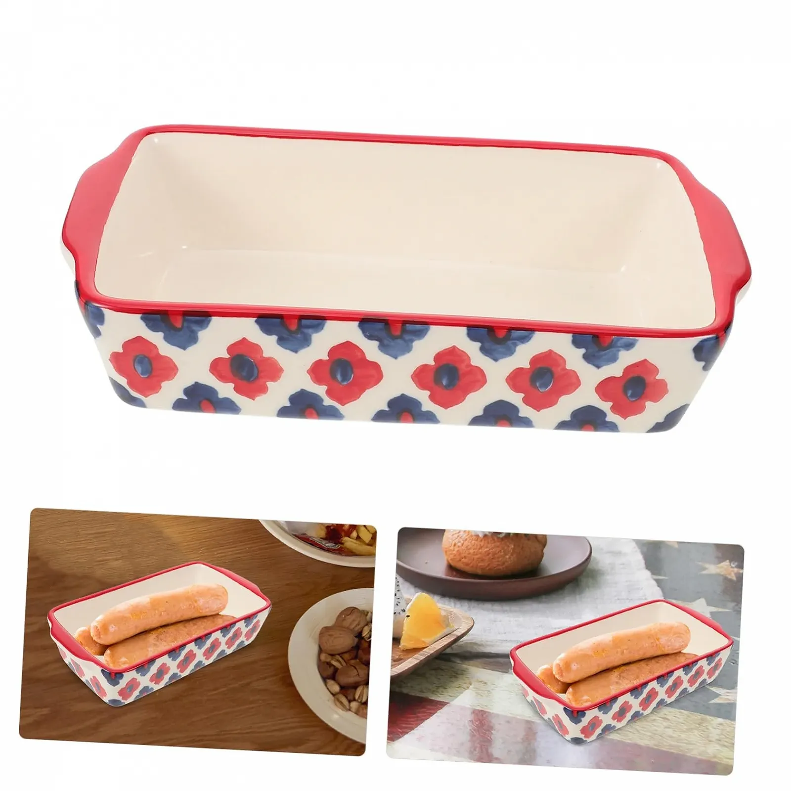 Форма для запікання LIFKOME керамічна з подвійними ручками прямокутна для лазаньї та овочів, фото №5