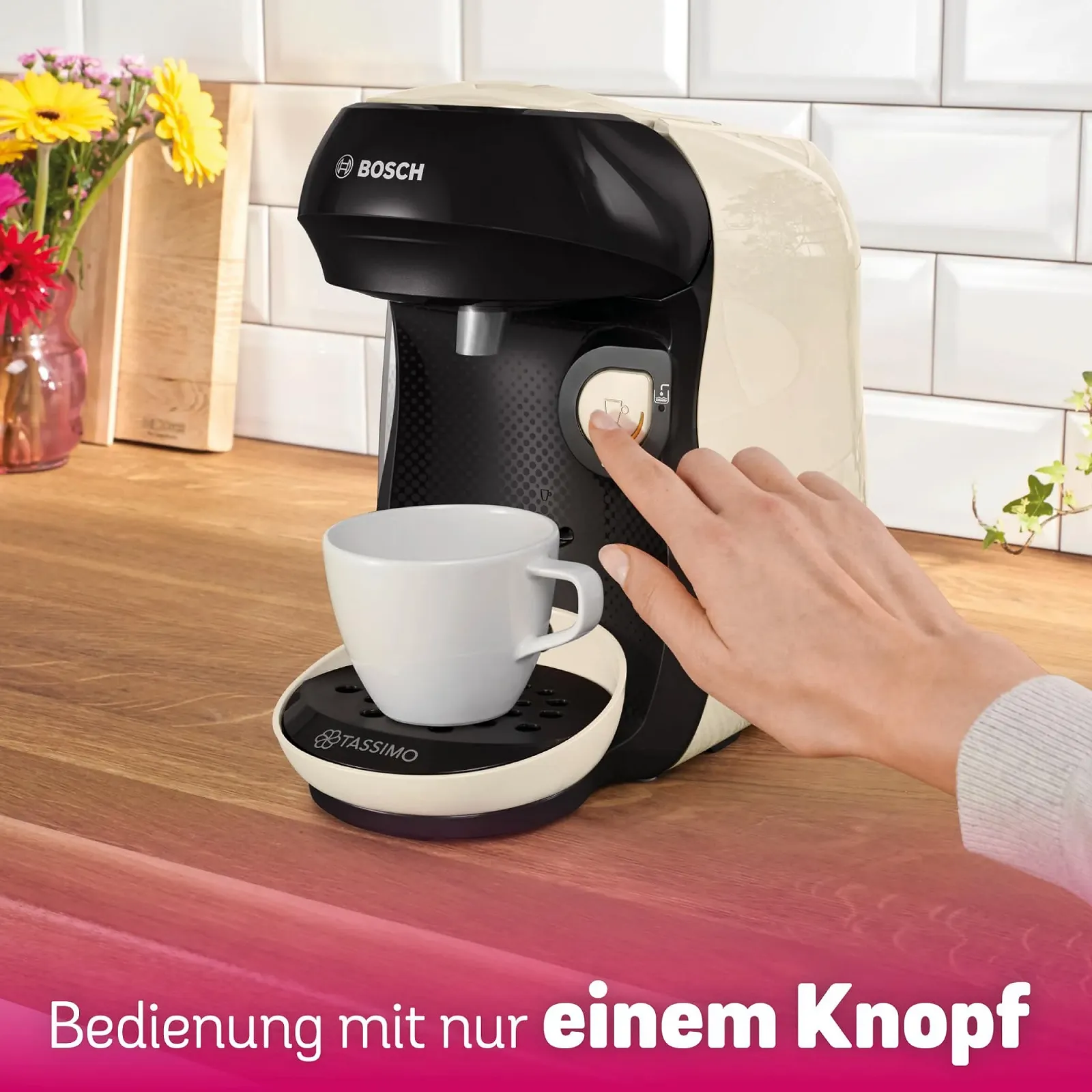 Капсульная кофемашина Bosch Tassimo Happy Friendly TAS107E 1400 Вт, кремовый/черный, фото №5 Капсульная кофемашина Bosch Tassimo Happy Friendly TAS107E 1400 Вт, кремовый/черный, фото №5