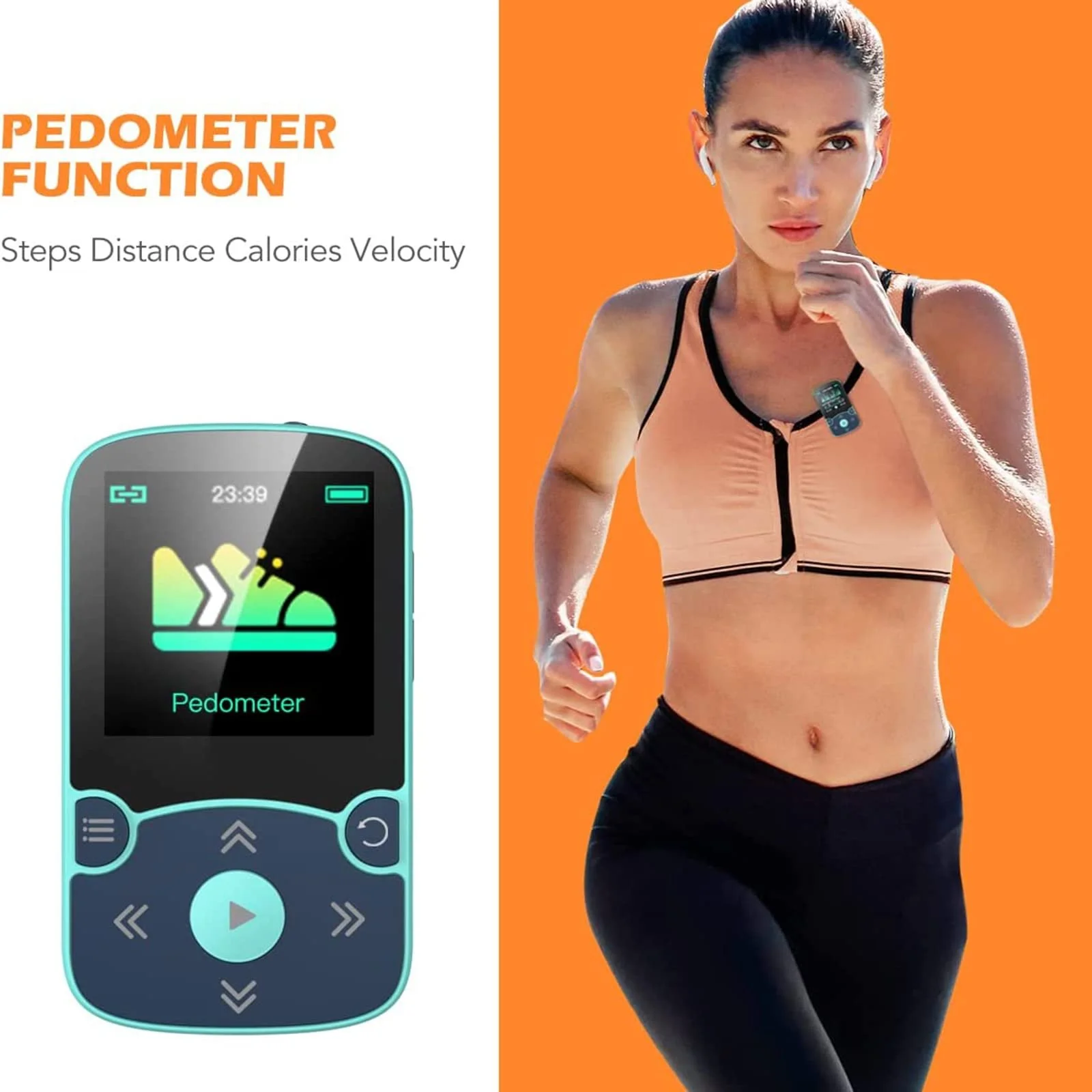 MP3 плеєр AGPTEK Sport 32GB 1.5 Inch TFT Colour Screen Bluetooth 5.3 Синій, фото №5