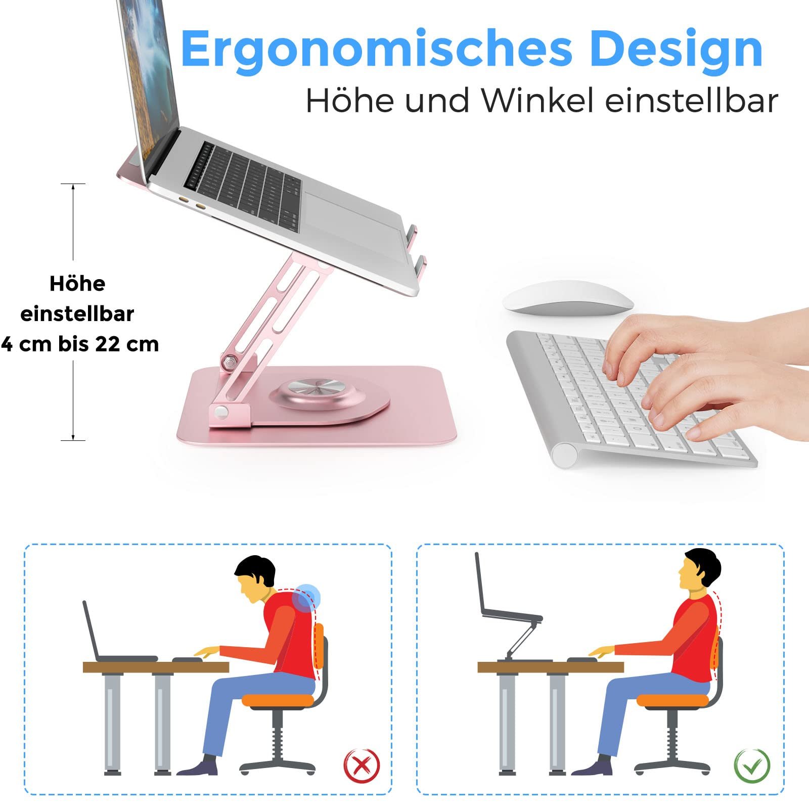 Підставка для ноутбука з круглою основою, що обертається на 360 градусів, ергономічна, фото №6 Підставка для ноутбука з круглою основою, що обертається на 360 градусів, ергономічна, фото №6
