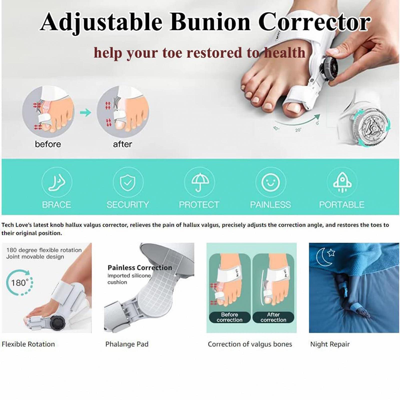 Коректор великого пальця стопи з тренувальним ременем, регульована нічна, фото №4