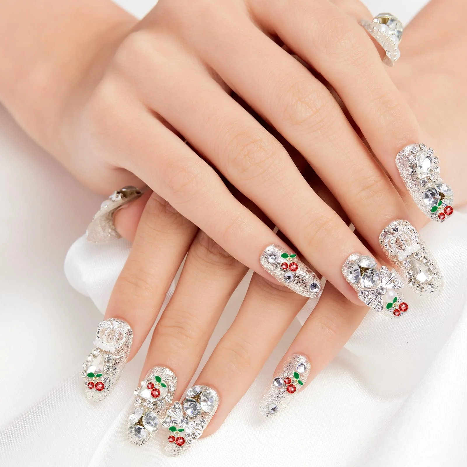 Украшения для ногтей TIESOME Вишня, 40 шт 3D украшений для ногтей, ювелирные изделия для ногтей со стразами, декор для маникюра, DIY, рукоделие, аксессуары для ювелирных изделий, фото №2