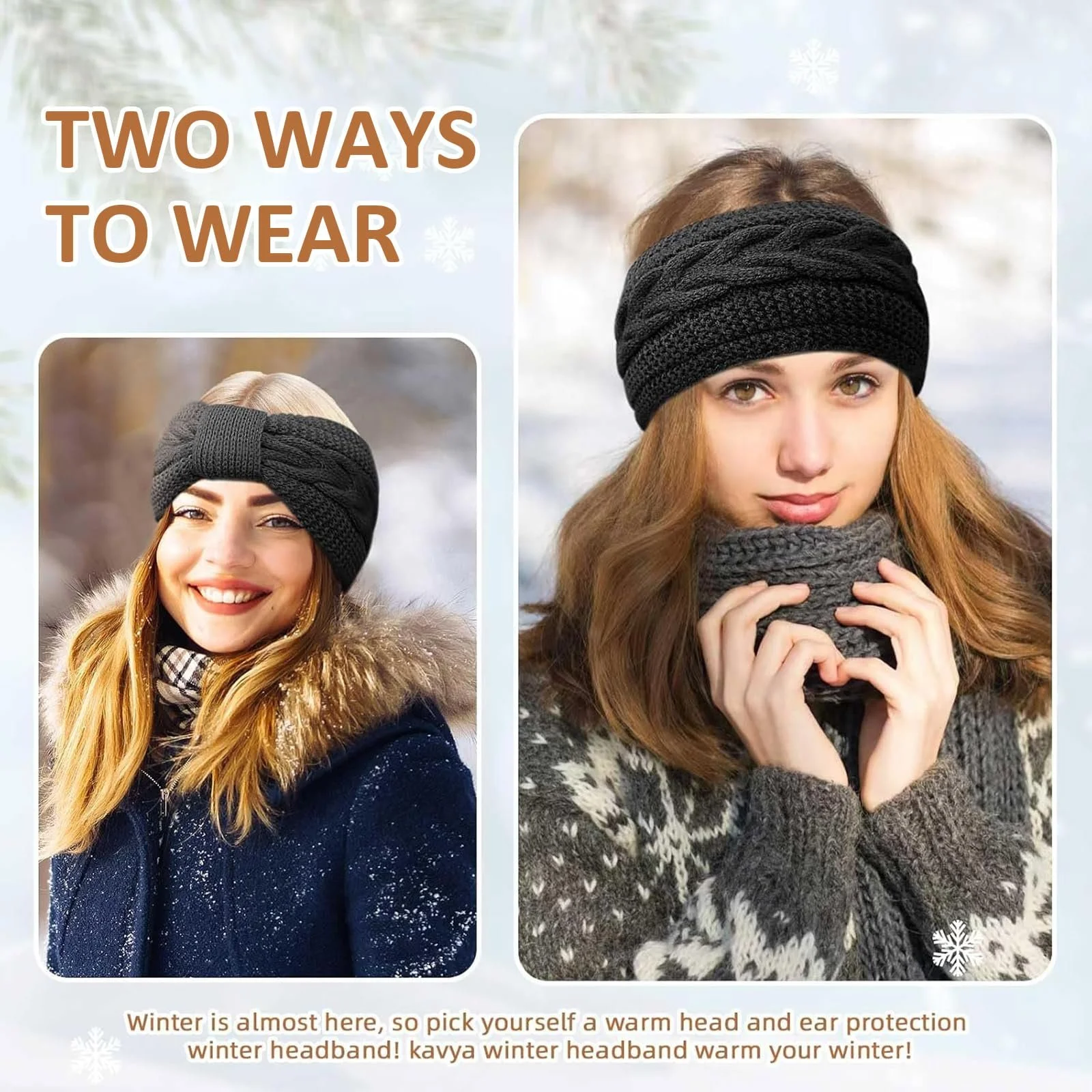 В'язана Пов'язка Kavya Зимова для жінок та дівчат, фото №5