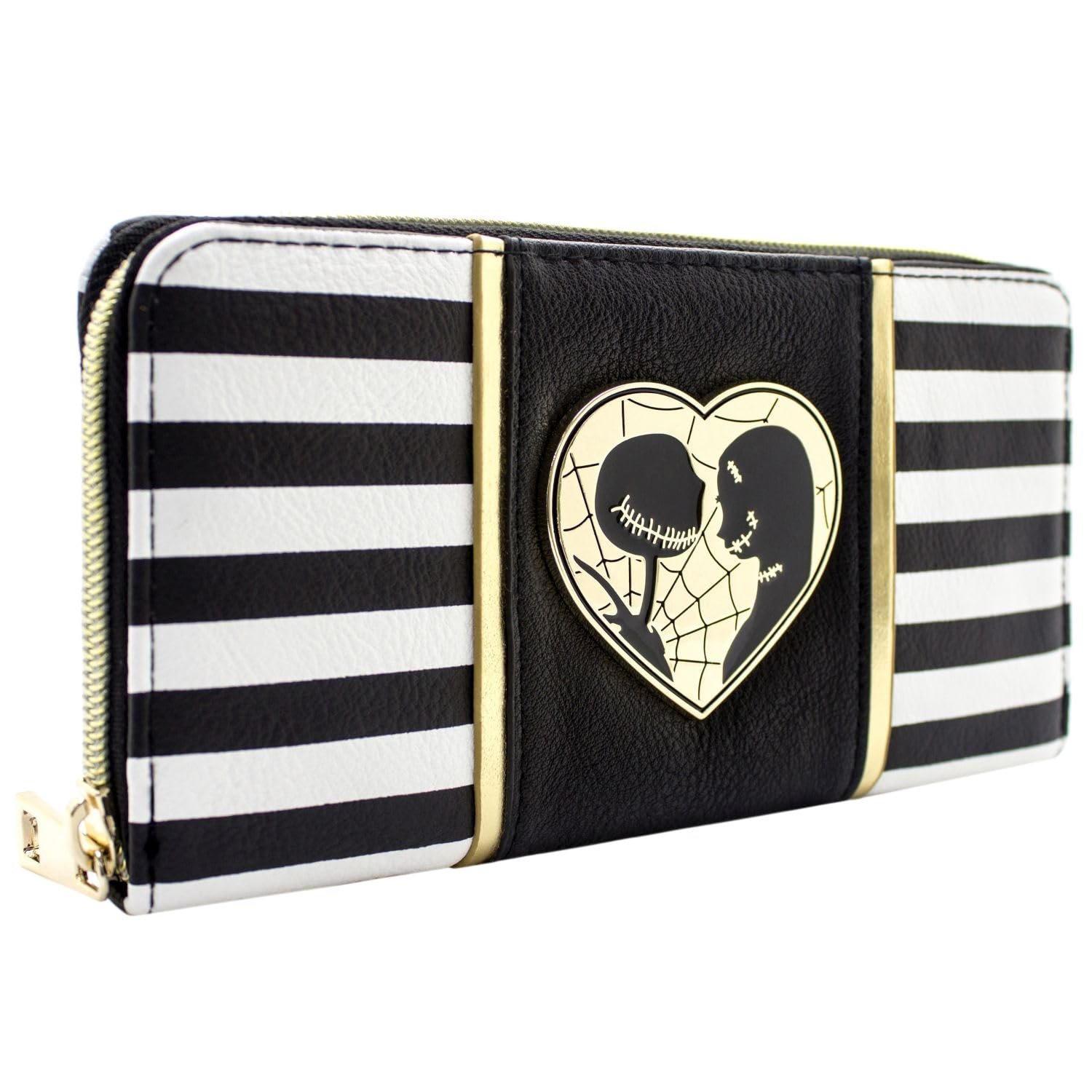 Кошелек в полоску Jack & Sally Nightmare Before Christmas С карманом для монет и карт Черный, черный, Повседневный, фото №1