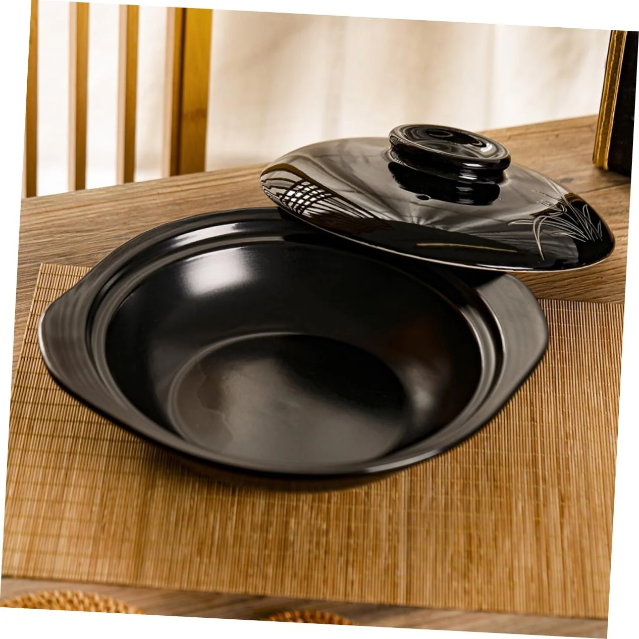 Кастрюля HEALLILY Терракотовая С крышкой Плоская Термостойкая Натуральная, фото №6