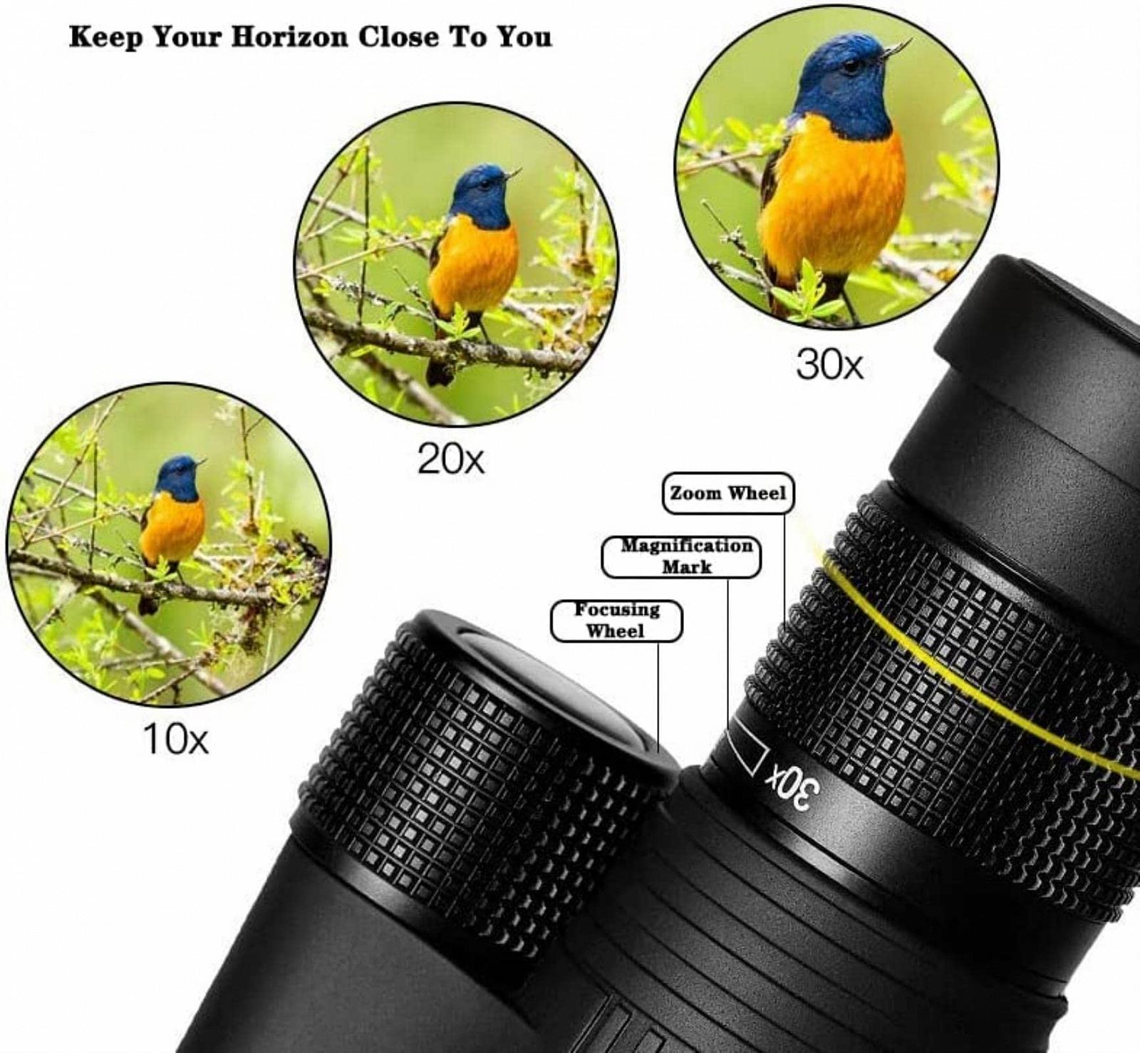 Монокуляр NOALED Zoom 10-30X50 с держателем для смартфона и настольным штативом водонепроницаемый HD черный, фото №3 Монокуляр NOALED Zoom 10-30X50 с держателем для смартфона и настольным штативом водонепроницаемый HD черный, фото №3