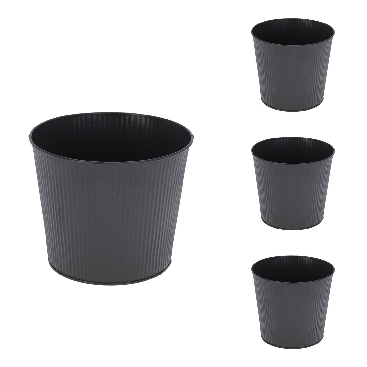 Балконний горщик Mojawo оцинкований Ø13xH11 см, набір 4 шт., антрацит, фото №1 Балконний горщик Mojawo оцинкований Ø13xH11 см, набір 4 шт., антрацит, фото №1