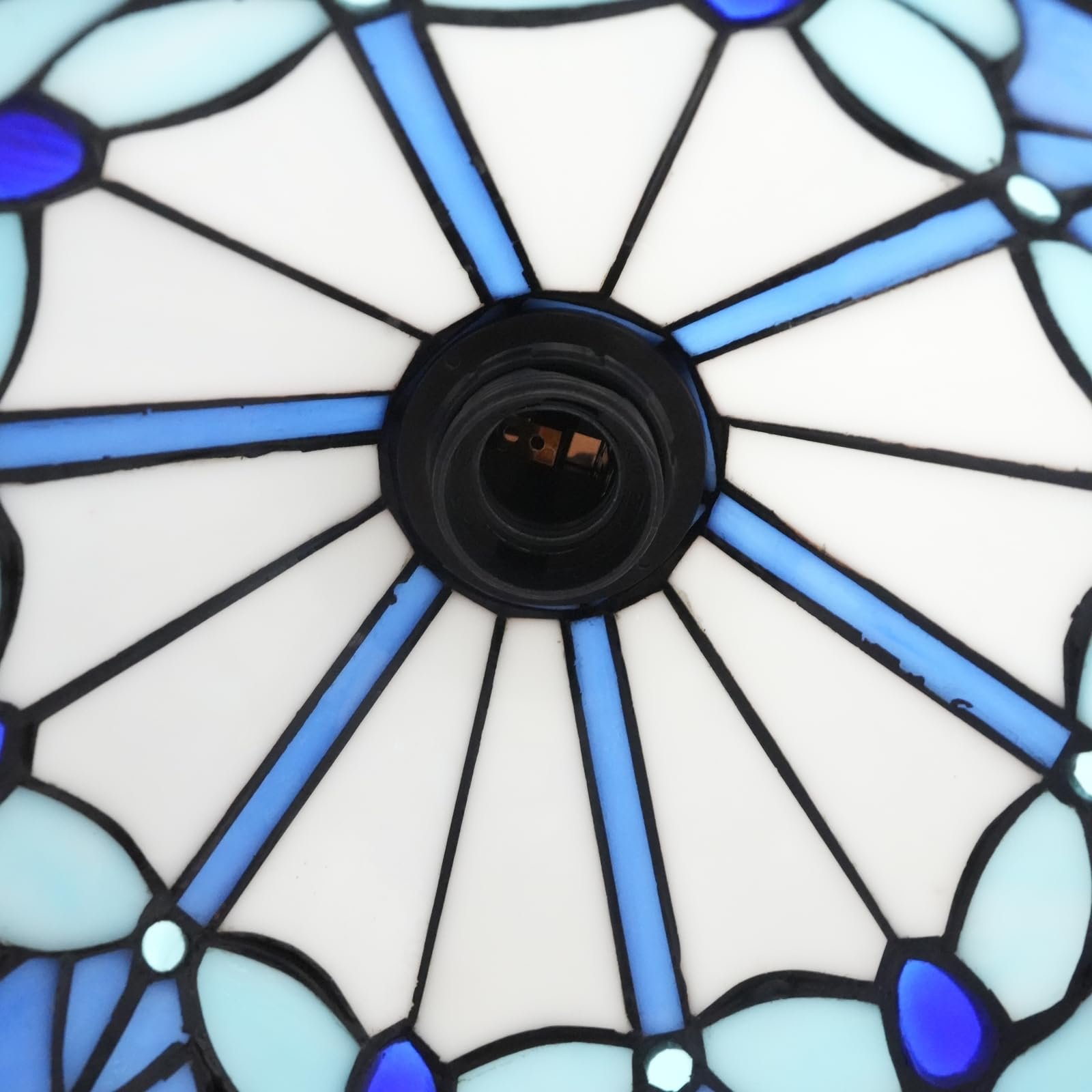 Настольная лампа Tiffany Style витражное стекло Blue Butterfly S Leaves Vintage, фото №9